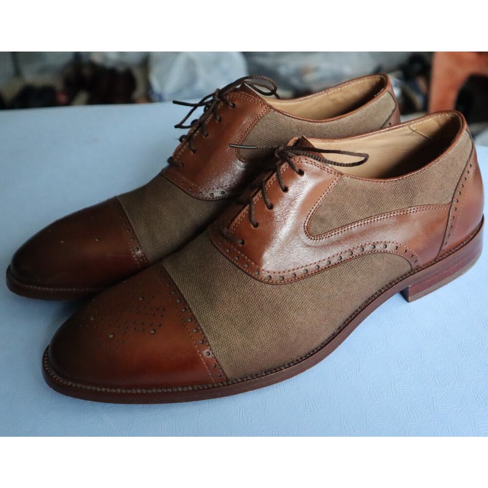 Flag LTD Hamilton Leather Canvas Cap Toe Dress Shoe Burnished Brown Mens 9 - Picture 3 of 10
